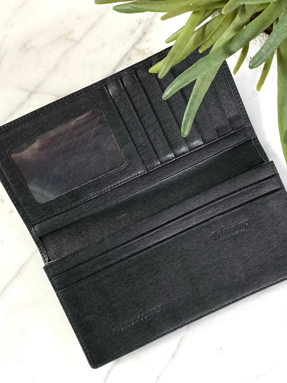 BELCARINO - Men's Long Black Leather Wallet, Check Book, Card Holder
